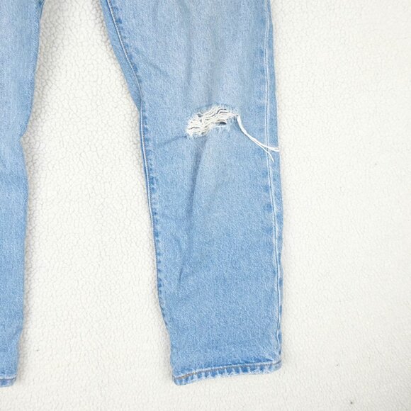 Levis 501 Jeans Womens 28 Blue Distressed  Button Fly High Rise Medium Wash - Picture 3 of 13